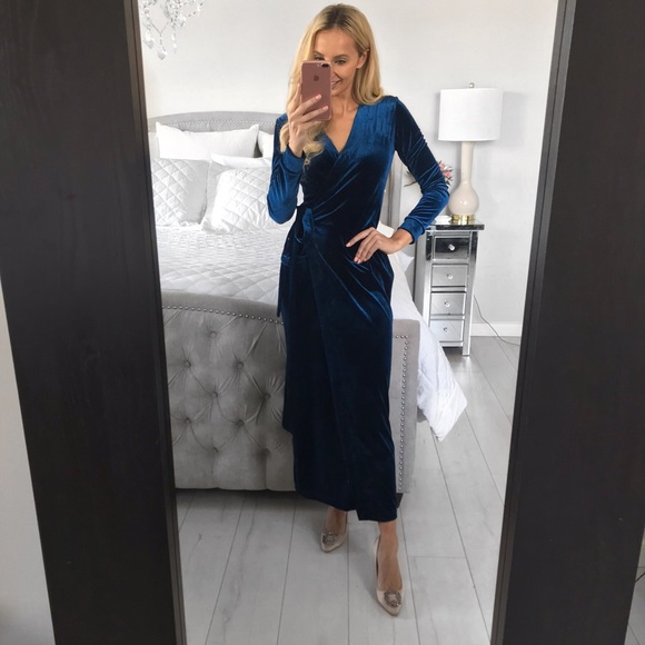 Elegant Winter Long Sleeve Vintage Wrap Dress - Picture 7 of 8